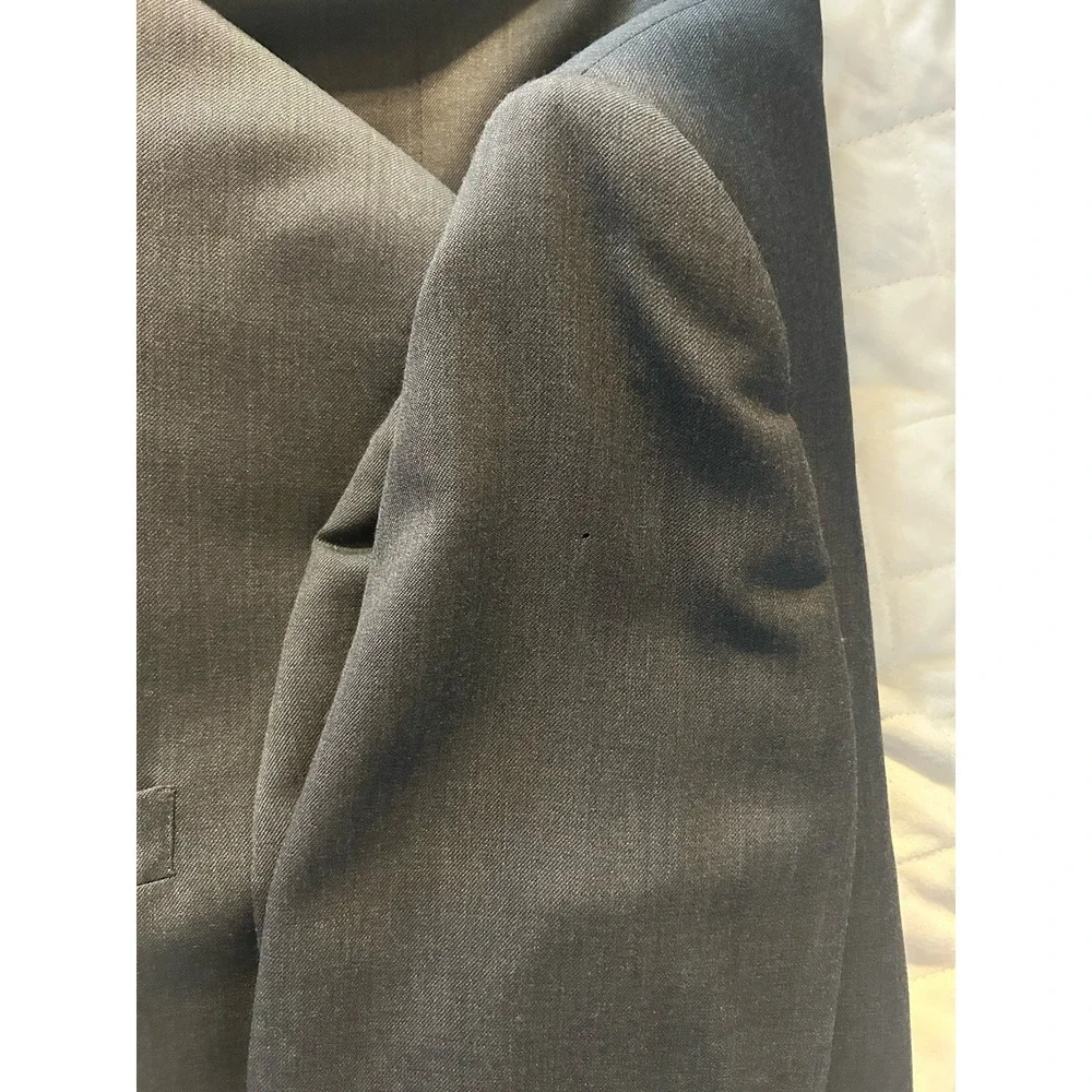 Vintage Christian Dior Monsieur Blazer 44R Gray Gold Crest Buttons 80s‎ USA Made